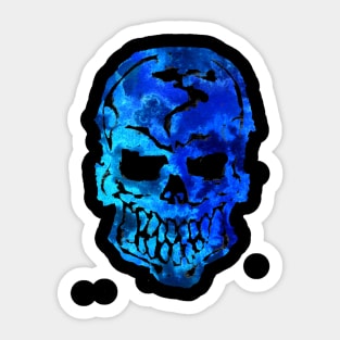 Ocean Blue Human Skull Sticker
